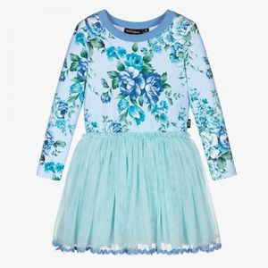 Rock Your Baby Blue Floral Jersey & Tulle Dress